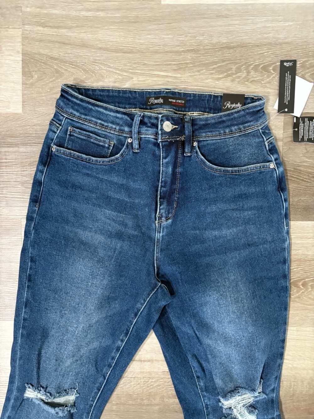 Royalty for Me High-Rise Distressed Women's Jeans - Dark Blue - Picture 2 of 9